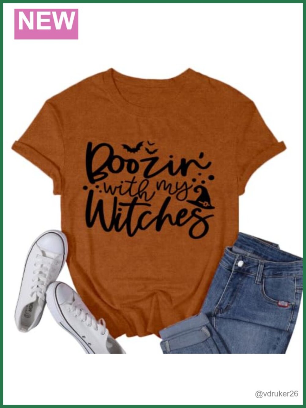 Women's Halloween Graphic Tee Witch Hat Boozin with My Witches Short Sleeve